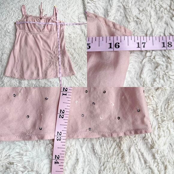 Express silk beaded sequin fairy‎ top camisole cami coquette pink embroidered S - Picture 4 of 17